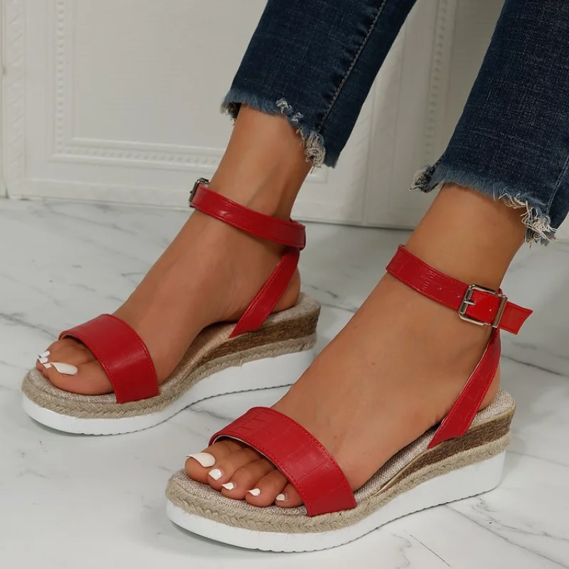 

Summer Hemp Espadrilles Sandals for Women 2023 Fashion Open Toe Platform Shoes Wedge Sandals for Women Plus Size Casual Shoes