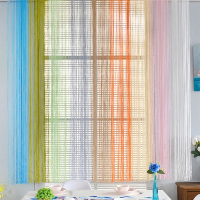 

100CM X 200CM Thread Curtains Screen Ribbon String Divider Blind for Living Room Door Wall Window Panel Tassel Curtain