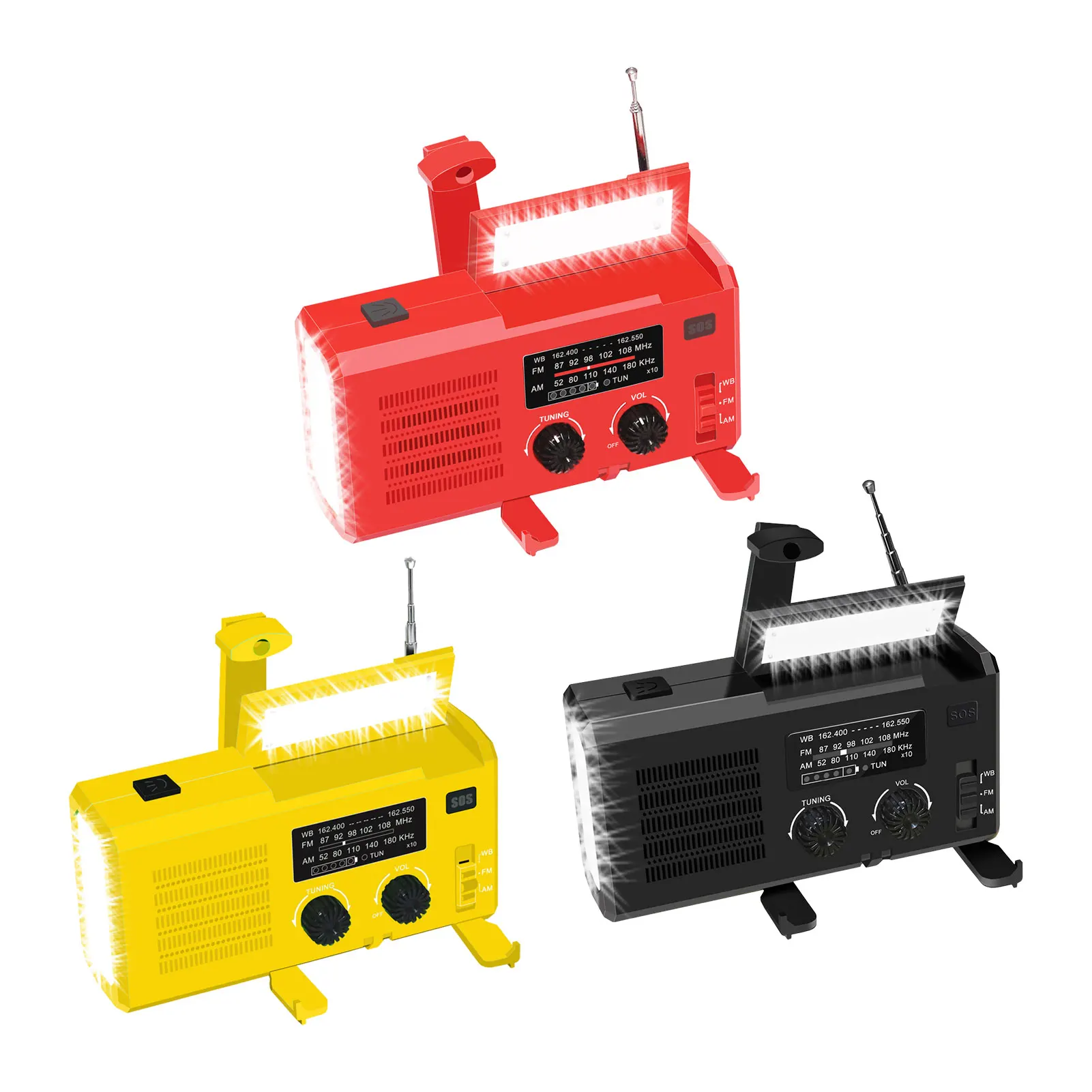 

JP/EU Plug Portable Hand Crank Weather Alert Radio 2000mAh Emergency Solar Radio AM/FM/NOAA With LED Flashlight Survival Radios