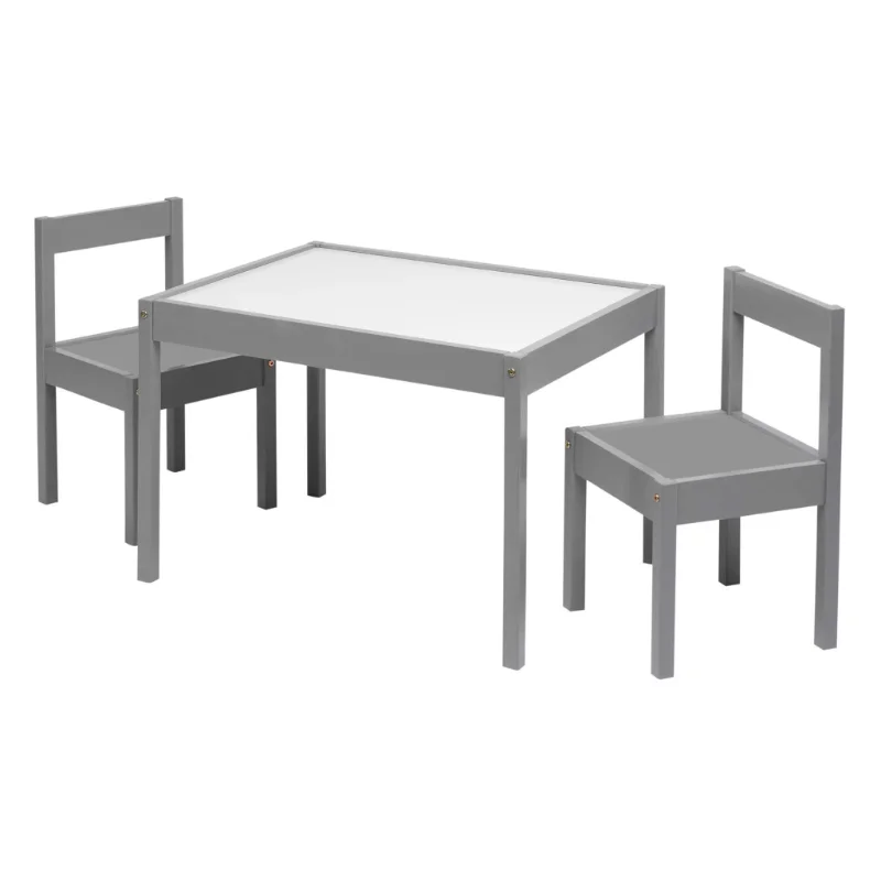 

Your Zone 3-Piece Dry Erase and Wood Activity Table and Chairs Set, Gray, 25" x 19" x 18" desk table