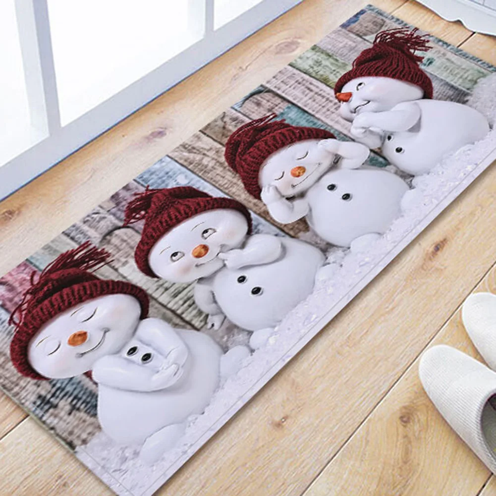 

Коврик для ванной с рождественским принтом, нескользящий коврик из нетканого материала, мягкие утолщенные коврики для туалета, коврик для д...