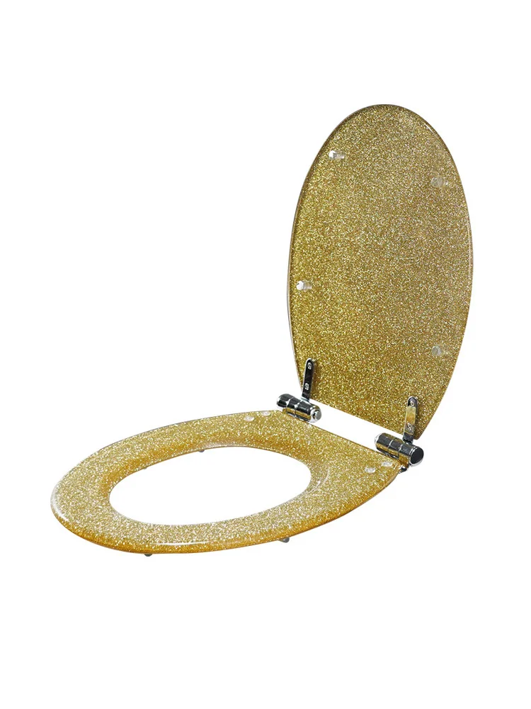 48*38CM High-grade beautiful twinkling golden Resin toilet seat cover