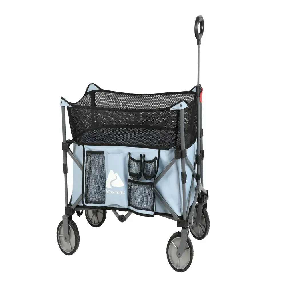 

Height Adjustable Quad Fold Camping Cart Wagon, Blue