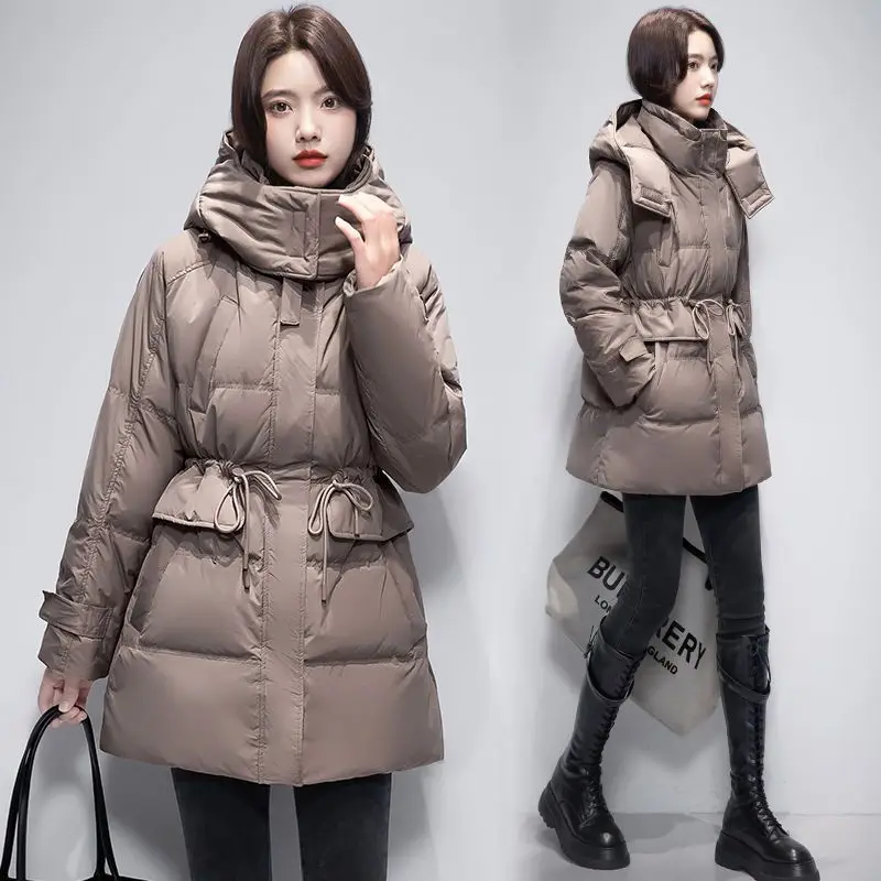 Winter New Down Cotton Coats Women Hooded Solid Thick Warm Padded Parkas Loose Long Jacket Female Clothing Fashion Tops Lady