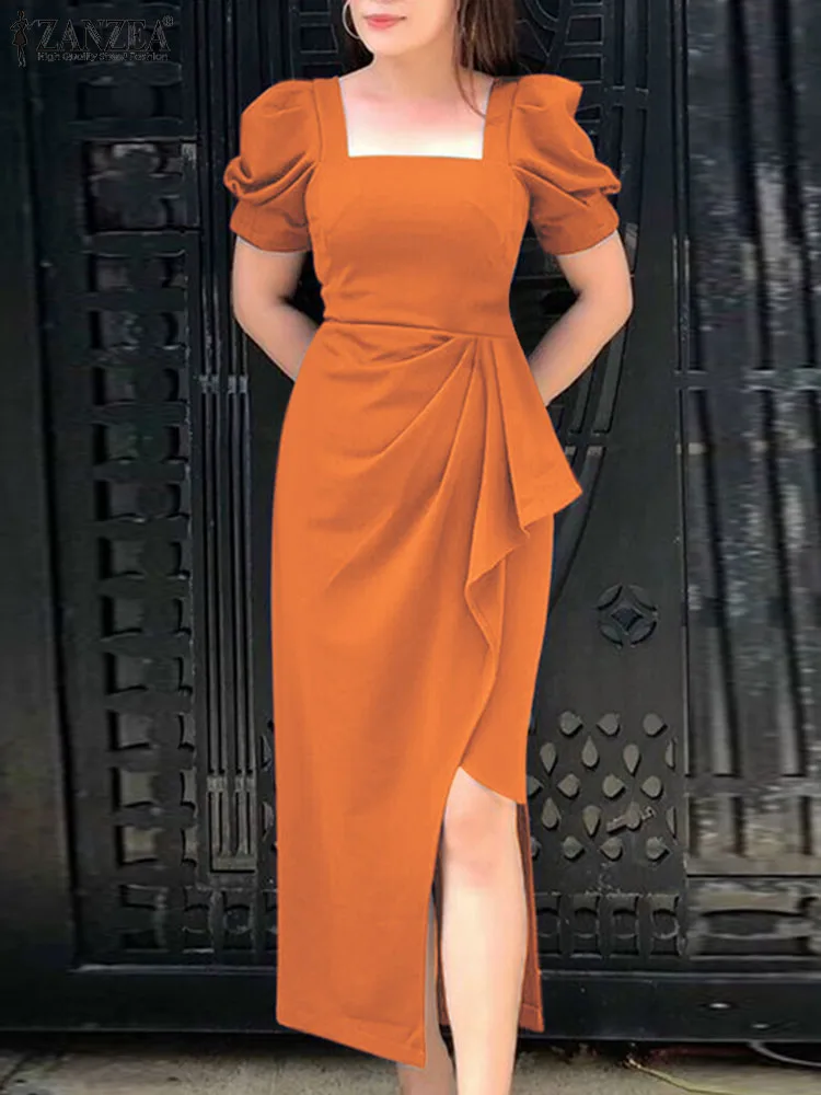 Платье ZANZEA женское вечернее с квадратным вырезом Элегантное Длинное