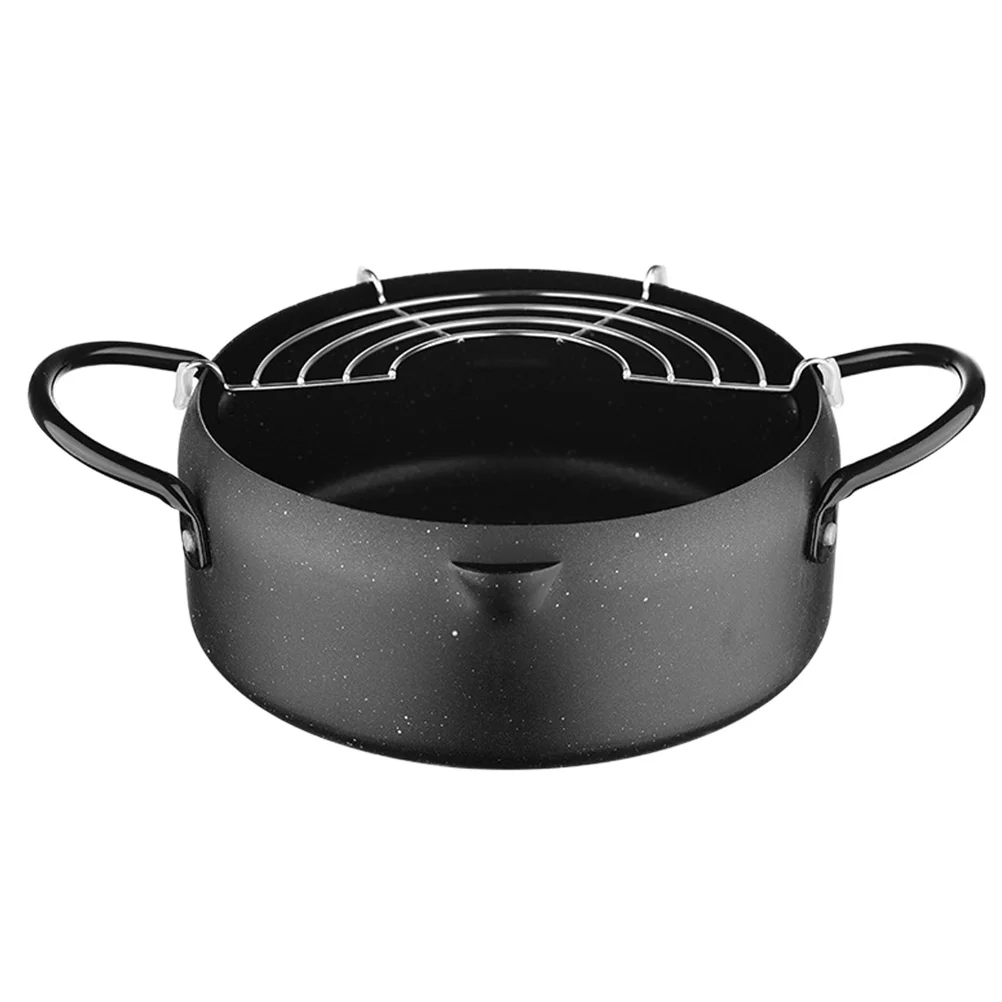 

Pan Fryer Deep Frying Pot Tempura Frydrainer Mini Steel Stainless French Fries Iron Portable Basket Rack Chicken Non Coating