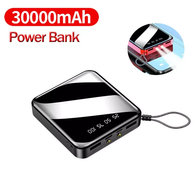 

30000mAh Mini Power Bank Fast Charging with Digital Flashlight Display Portable External Battery Charger for iPhone and