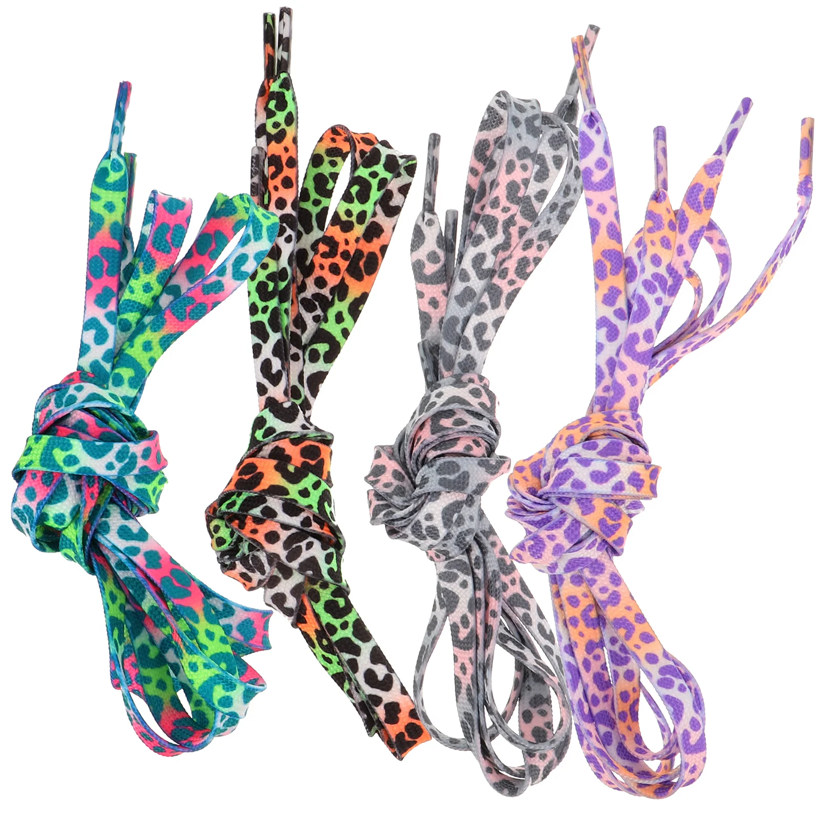 

4 Pairs Reflective Shoe Laces Night Running Shoelaces Leopard Print Sneakers Shoelaces