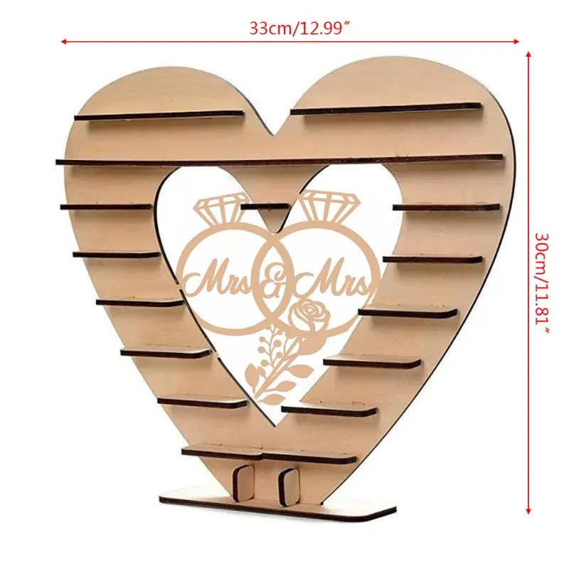 

Mrs&Mrs Diamond Ring Pattern Wooden Ornaments Chocolate Stand Candy Cupcake Display Desserts Holder Home Decor Wedding Party