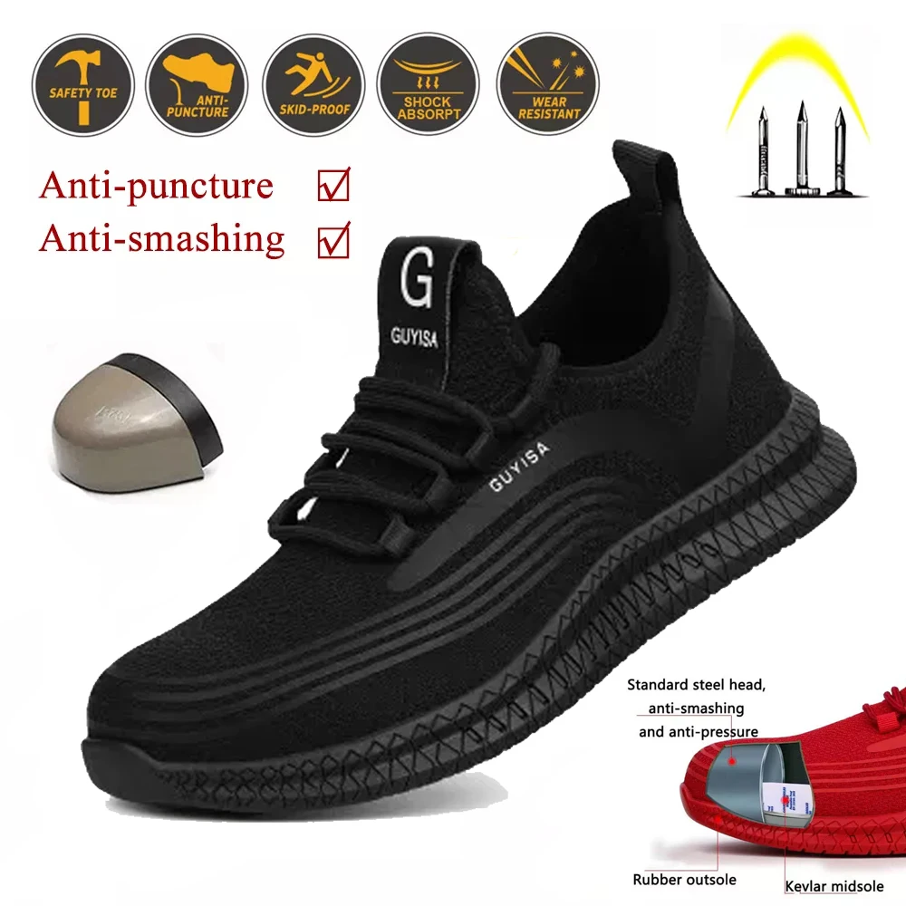 

Steel Toe Work Shoes Puncture Proof Safety Shoes Man Woman Breathable Casual Sneakers Protective Shoes