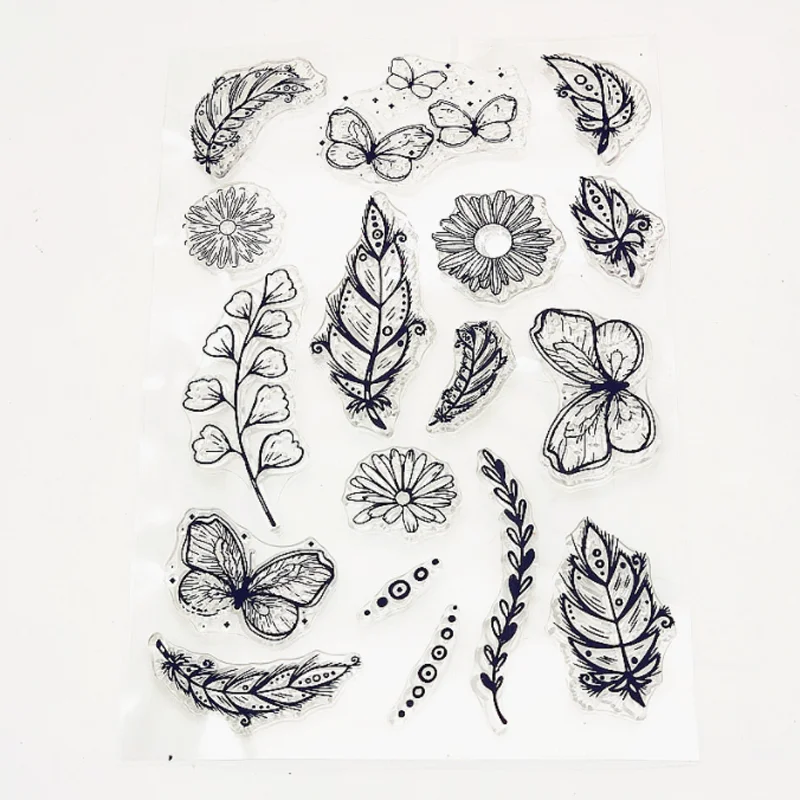 Прозрачные силиконовые готовые штампы в виде бабочек Листьев журнал сделай сам