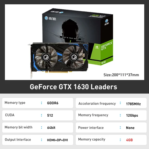 Новая графическая карта GALAXY GTX1650 4G GDDR6 128 бит GTX 1650 NVIDIA 12 нм GTX 1630 GTX 1050TI, видеокарта, графическая карта, графический процессор