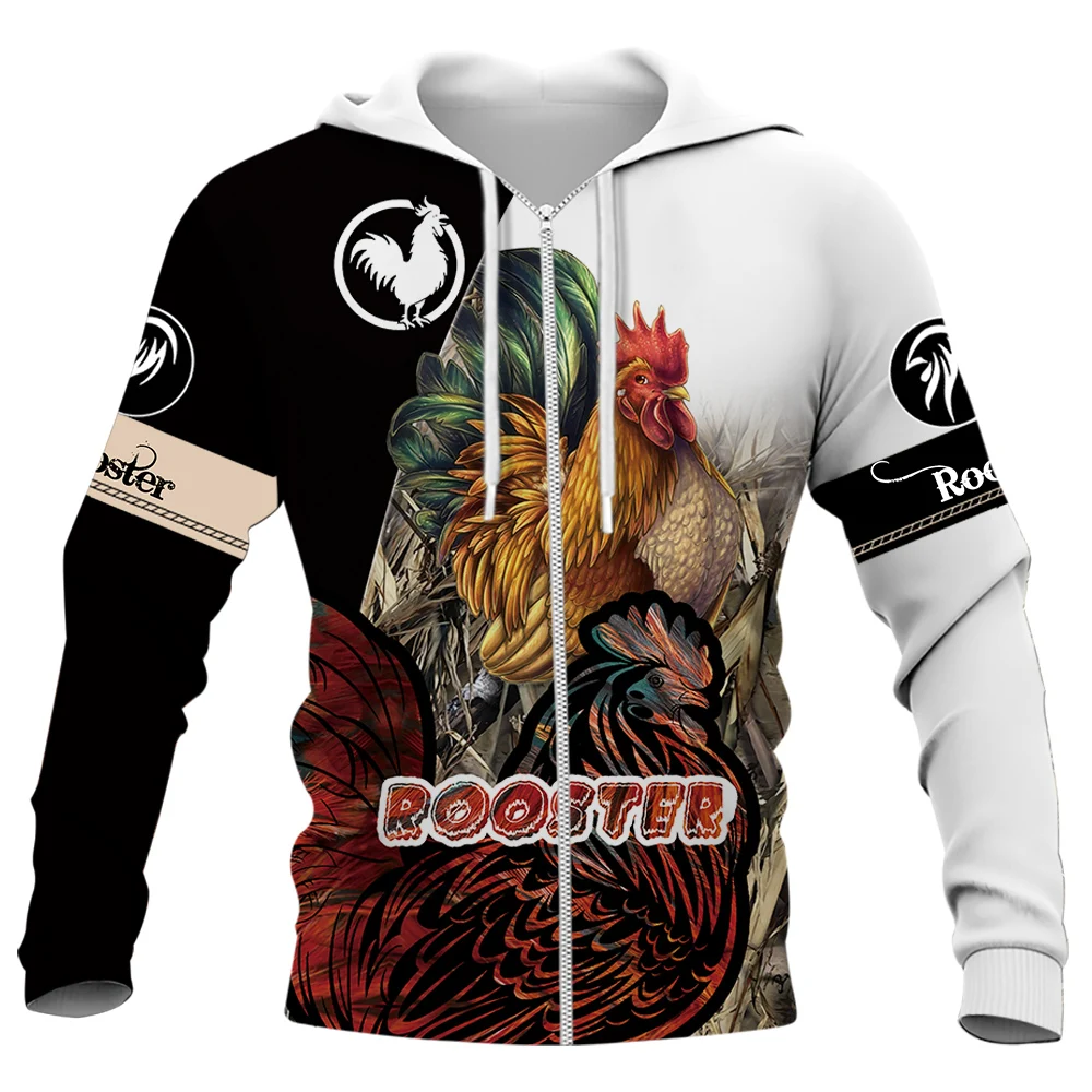 

CLOOCL Cartoon Rooster Zip Hoodies 3D Graphic Animals Chick Splicing Hoodie Fashion Man Sportswear Harajuku Tops Brithday Gifts