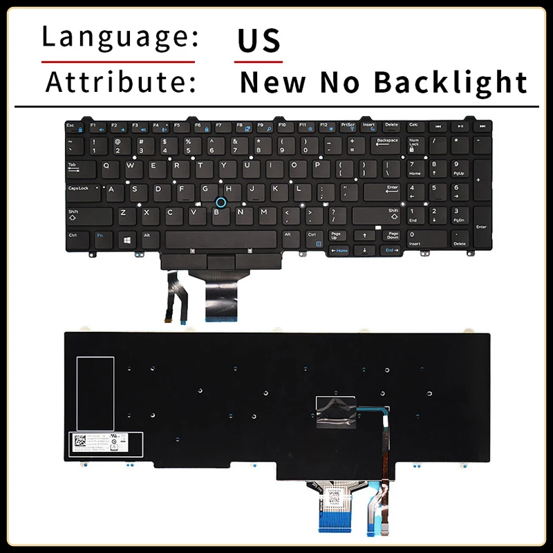 Английская/Русская клавиатура для ноутбука с подсветкой DELL Precision 3510 7510 7710 7720 7520 3520