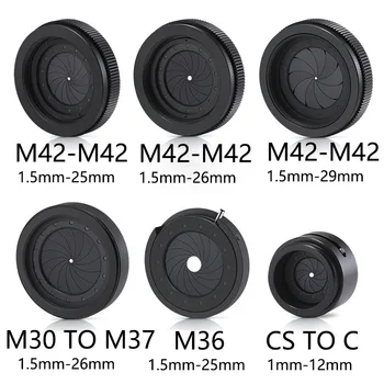 1PCS Aperture Adjustable 1.5-29 mm Iris Diaphragm M30 to M37 M42 to M42 CS to C Camera Lens Module Adapter Ring