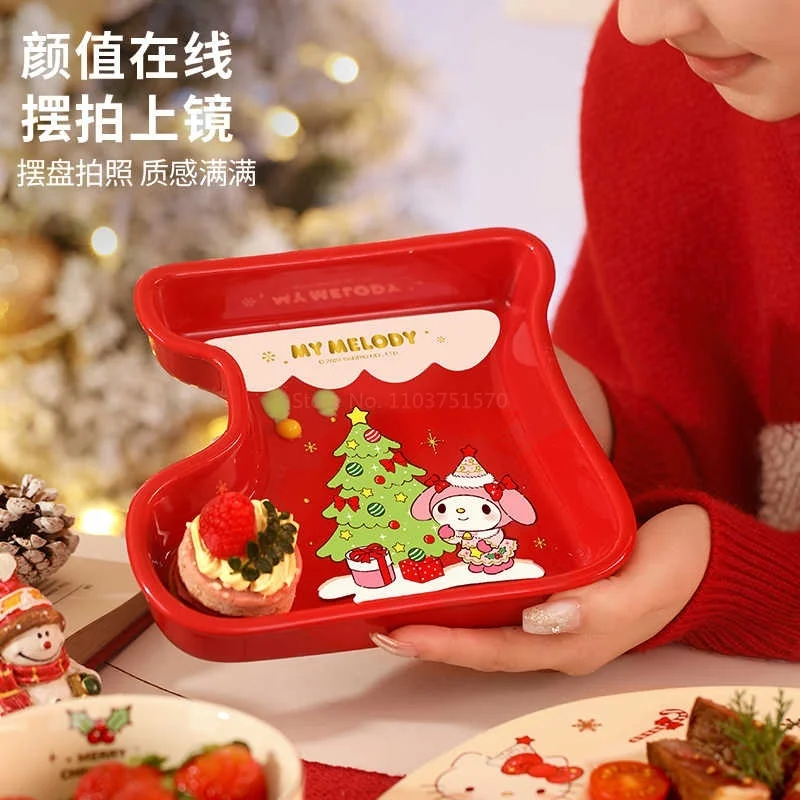Новинка хит продаж рождественская серия Sanrio посуда миска ложка тарелка