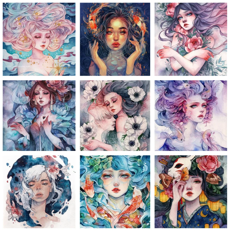 

5D Diamond Painting "Cartoon girl DIY Full AB Drill Cross-stitch Kits Velvet canvas Square Round Diamond Embroidery