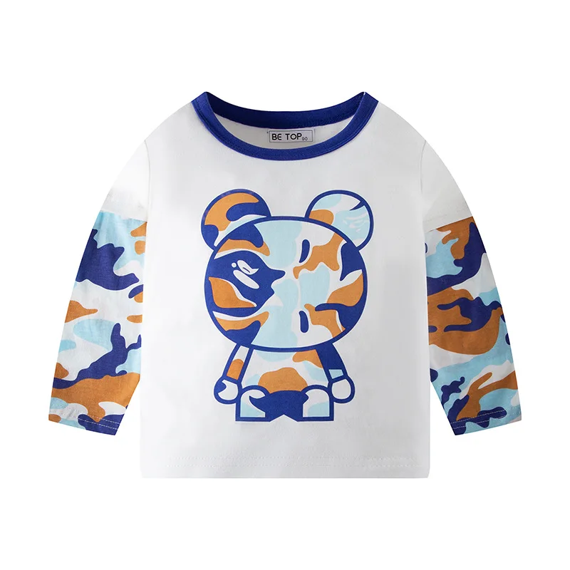 

Four Season Boys O-neck Long Sleeve Cartoons and Letters Print Casual Breathable Soft Wearing Cotton T-shirts