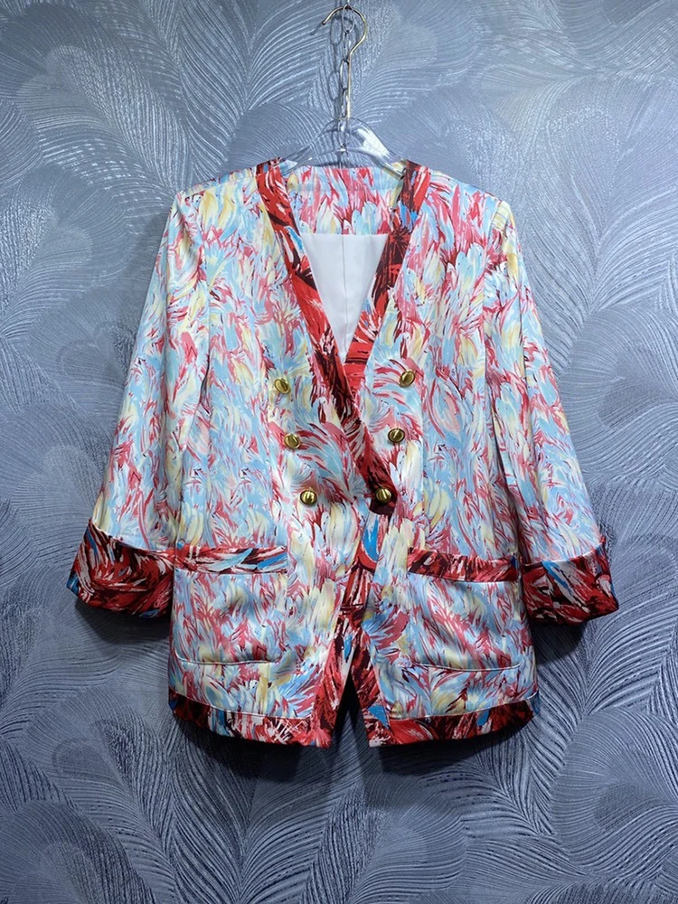 DLDENGHAN осенний костюм с принтом женский V-образный вырез фото + длинные брюки