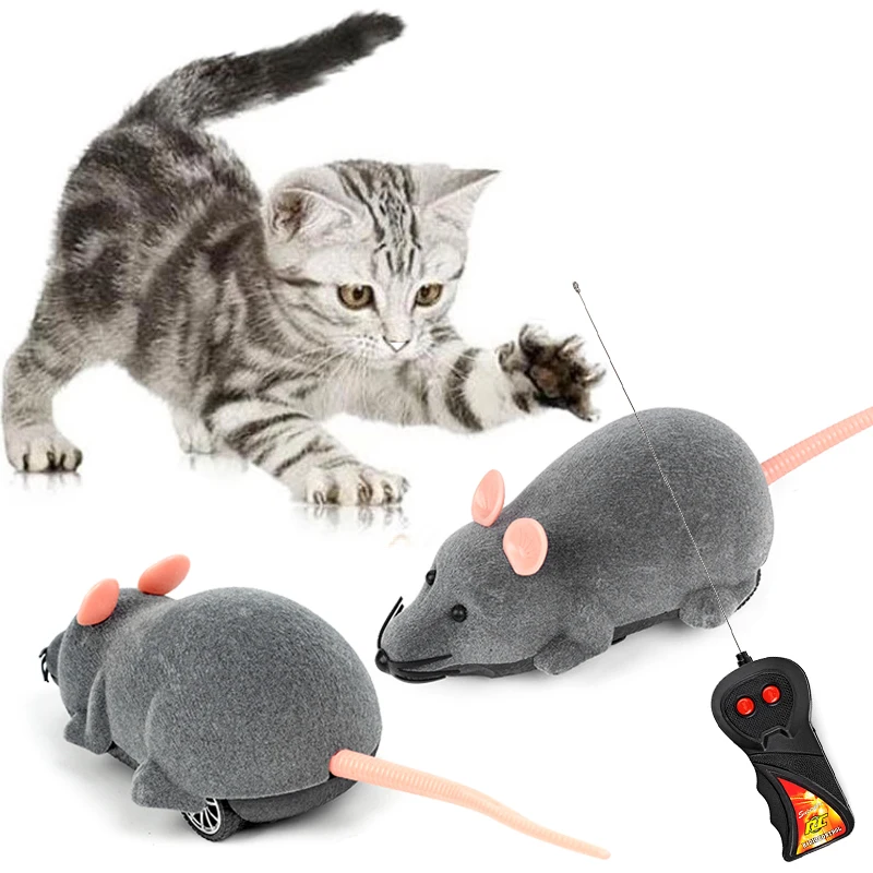 3 Colors RC Electronic Mice Cat Toys Wireless Remote ControlSimulation Plush Mouse Funny Interactive Rat Toy For Pet Kitten Cats