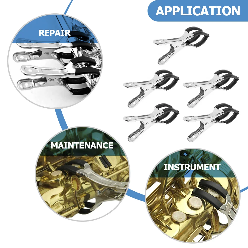 5 Pcs Sax Spacer Clips Saxophones Saxophone Button Clip Flute Sax Parts Stainless Steel Material Sax Stainless Steel Clip enlarge