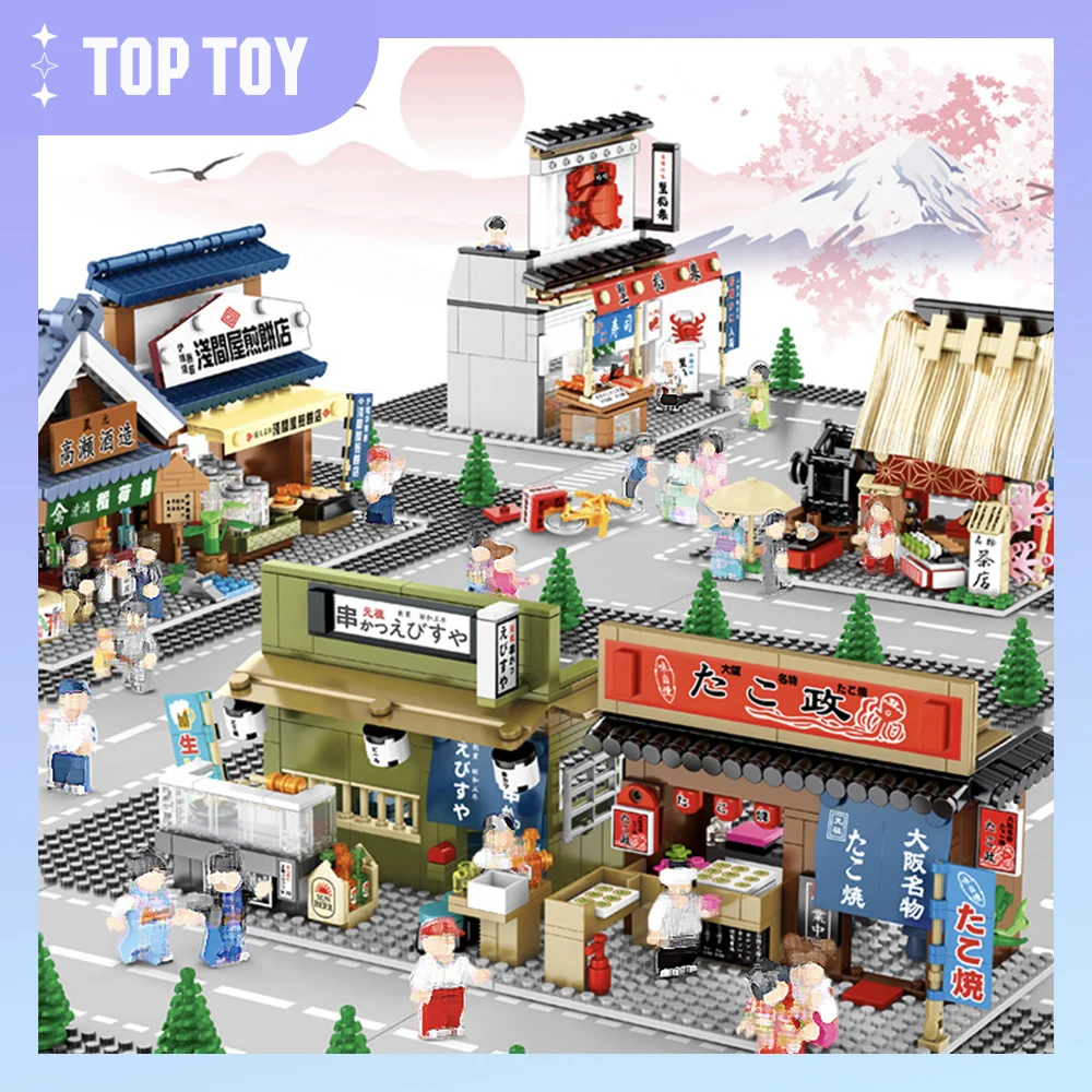 

TOPTOY BRICKS MOC Japanese Antique Street View Sake Brewery Model Building Home Decoration Friends DIY Boys Girls Kids Gift