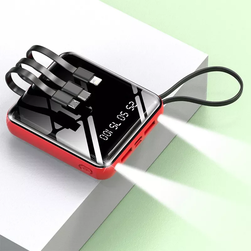 

2023New 20000mAh Mini Power Bank for iPhone 12 Poverbank with 4 Cables Portable External Battery Charger Powerbank