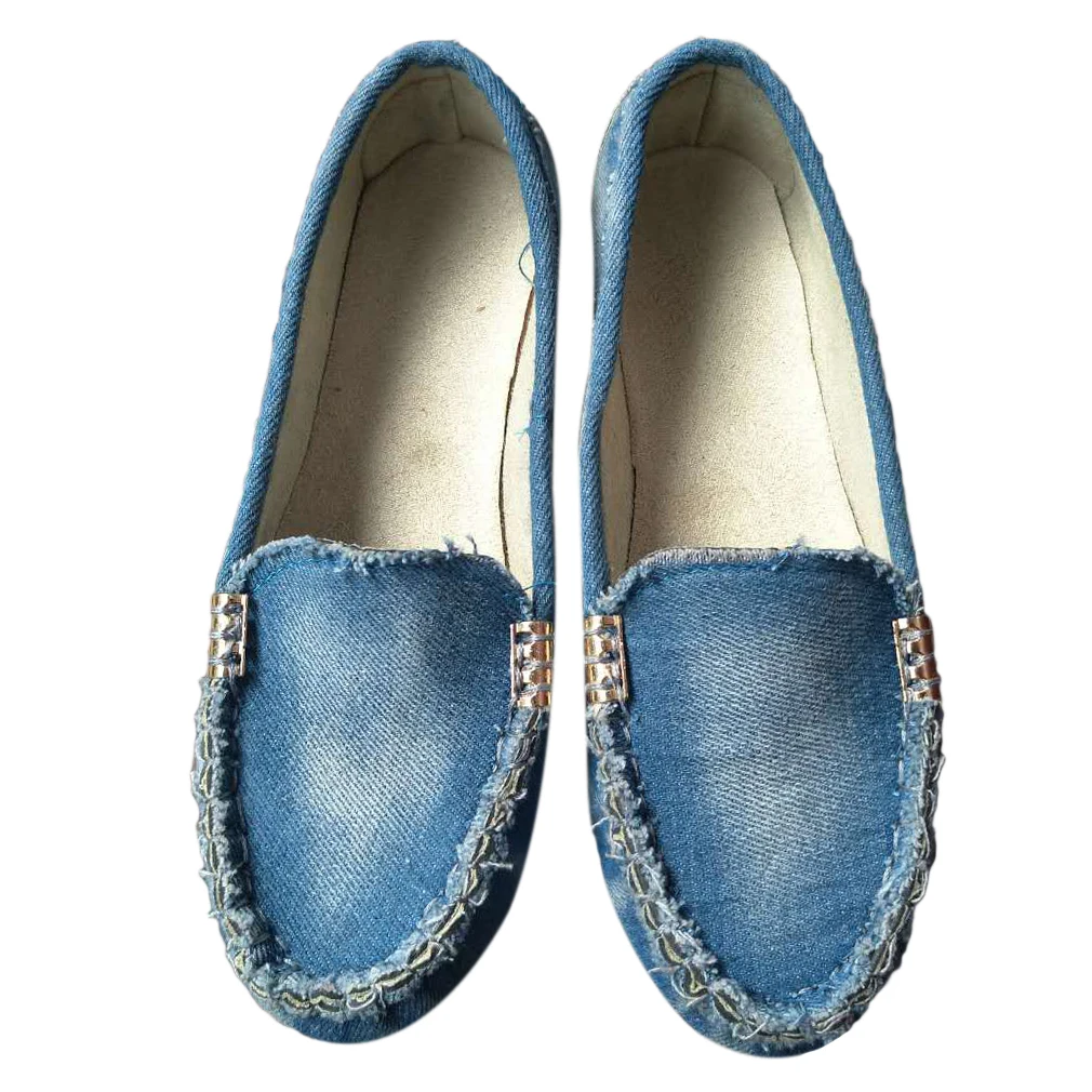 

Women Casual Flat Shoes 2023 Spring Autumn Flat Loafer Women Shoes Slips Soft Round Toe Denim Flats Jeans Shoes Plus Size