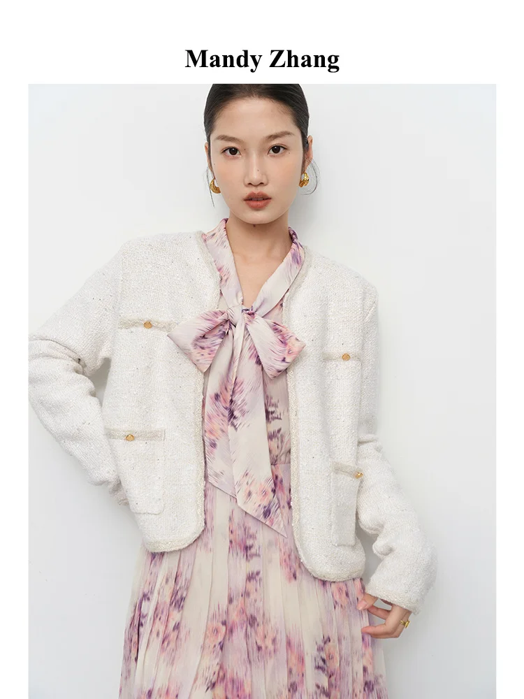 

Xianqi Mimeng Slightly Flashing Small Fragrance Knitted Cardigan Coat Women's High Grade Feeling Temperament