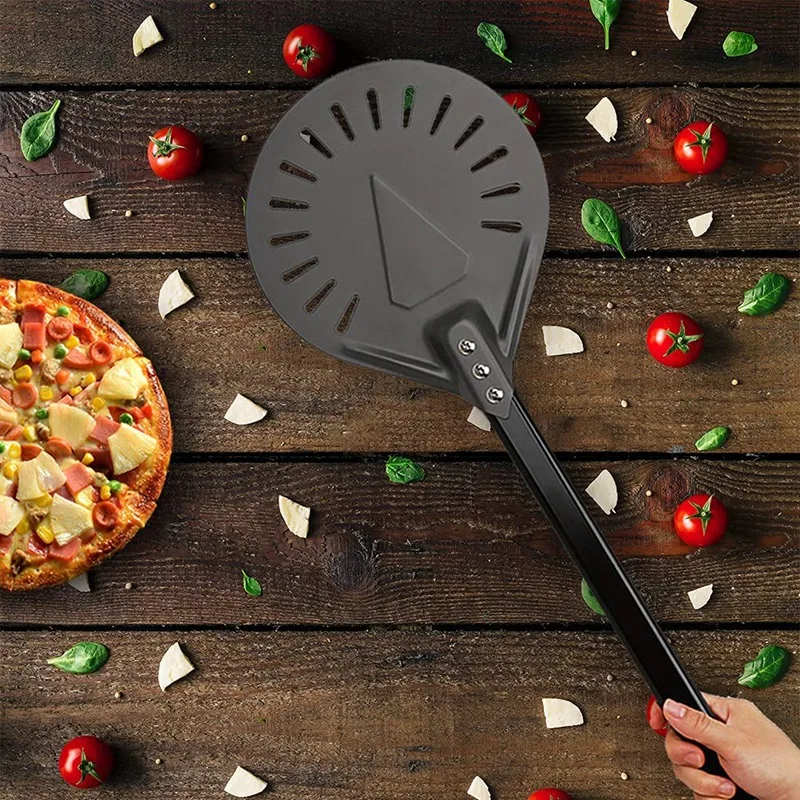 

Pizza Turning Peel 8-Inch, Metal Pizza Peel With Detachable Aluminum Handle Perforated Pizza Paddle, 39-Inch Long