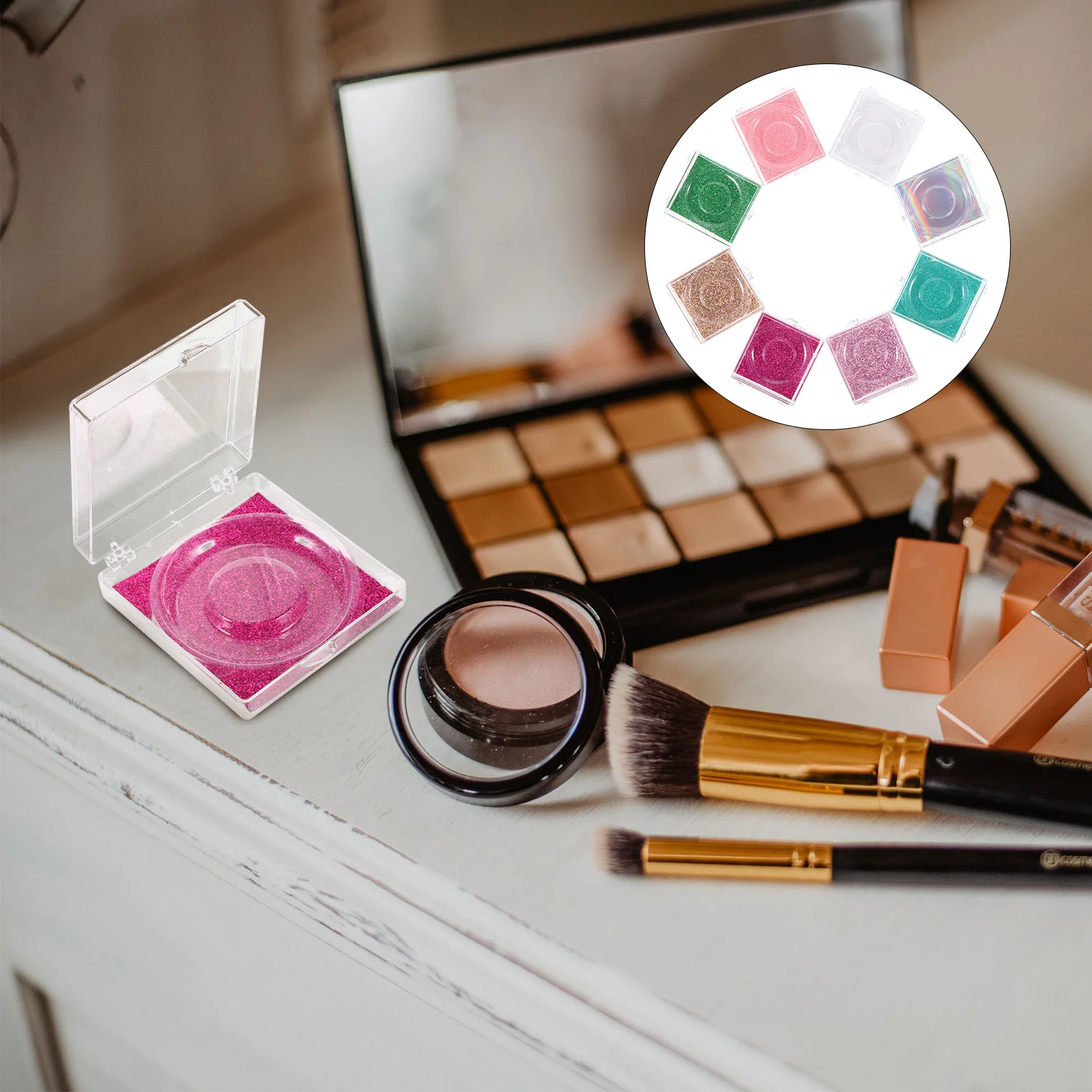 

Eyelash Case False Box Lash Eyelashes Glitter Empty Holder Container Organizer Care Eyeshadow Refillable Makeup Tray Square