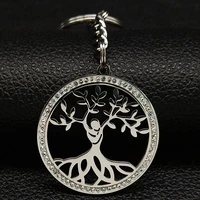 fashion tree of life crystal stainless steel bag charm for women silver color bag charm jewelry llavero mujer k77550s08