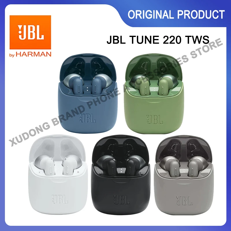 

Original JBL TUNE 220 TWS Bluetooth Wireless Earphone T220 Stereo Earbuds Deep Bass Sports Music Headphones with mic Headset