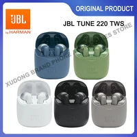 original jbl tune 220 tws bluetooth wireless earphone t220 stereo earbuds deep bass sports music headphones with mic headset