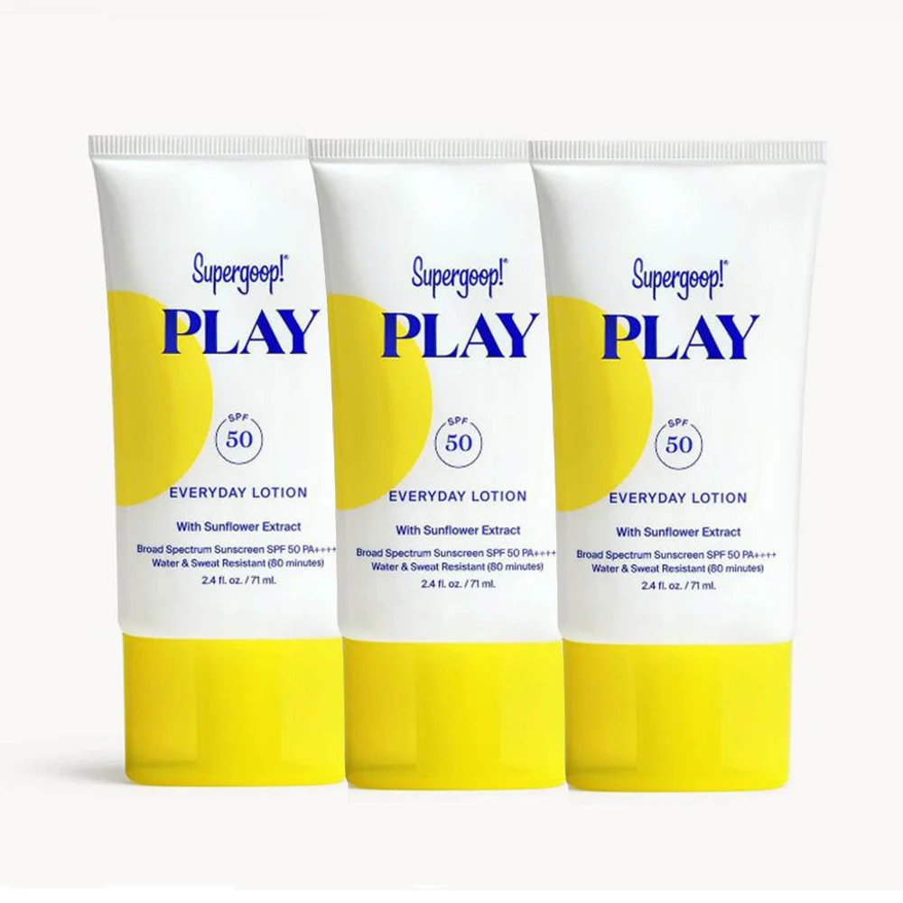 

3PCS Supergoop PLAY Everyday Lotion SPF 50 PA++++ Sunscreen With Sunflower Extract 71ml