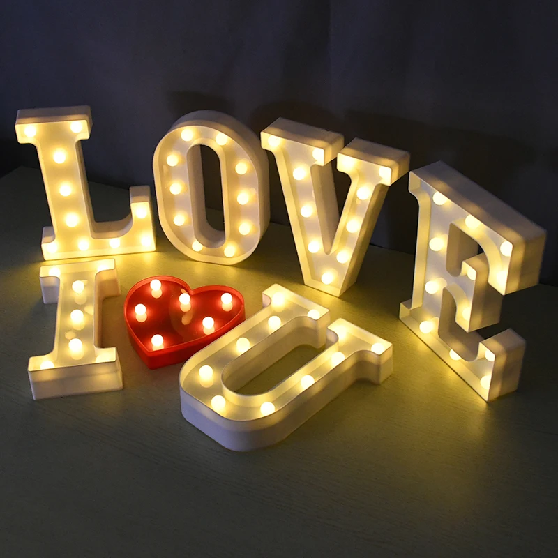 

Luminous LED Letter Night Light Creative 26 English Alphabet Number Battery Lamp Romantic Wedding Party Room Letter Decoration