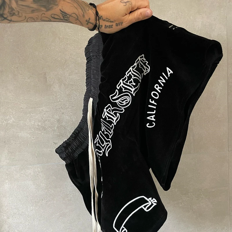 Мужские летние бархатные шорты в стиле хип-хоп