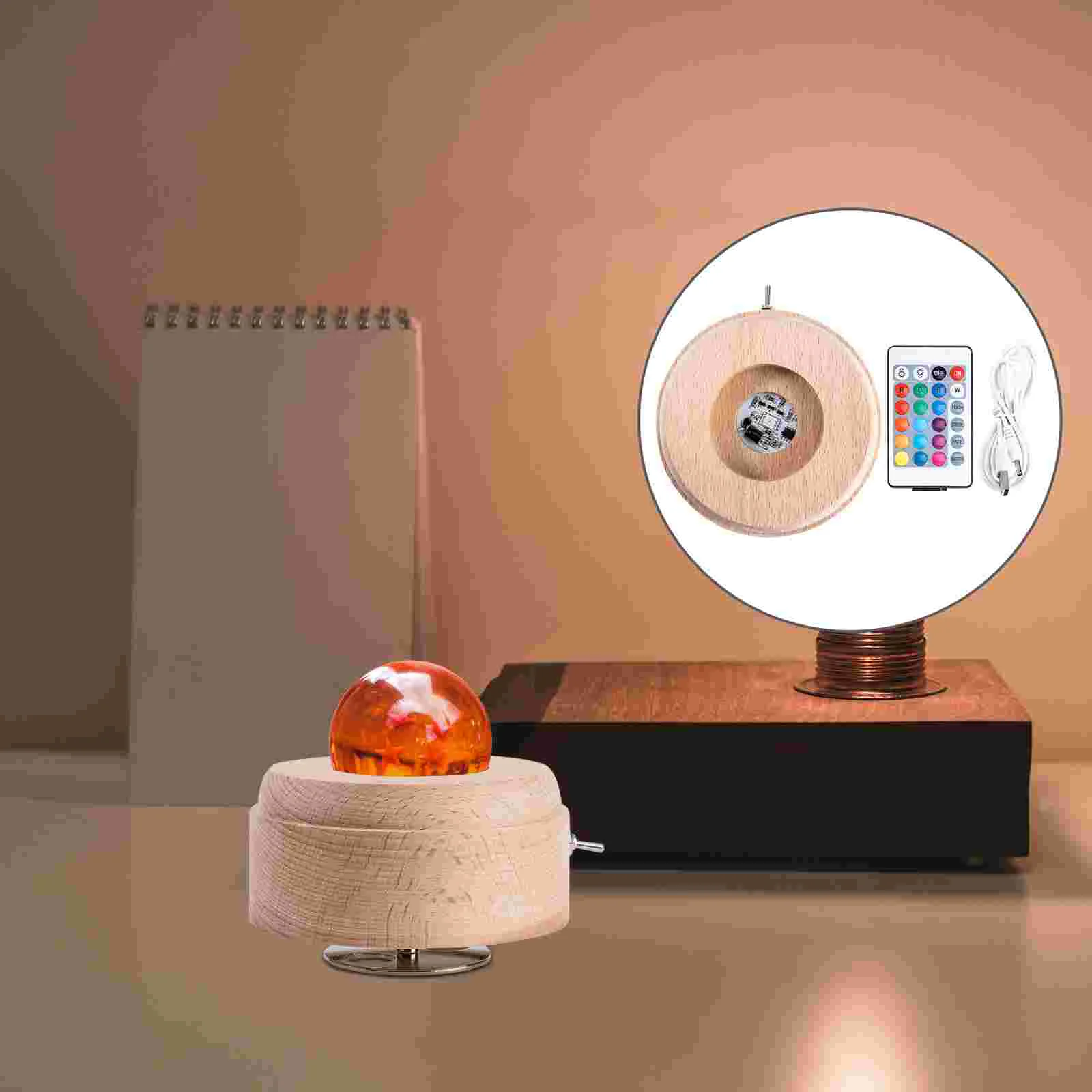 

Basestand Light Display Plate Paperweight Glass Lighted Crystal Holder Colored Round Woodenusb Crystals Lights