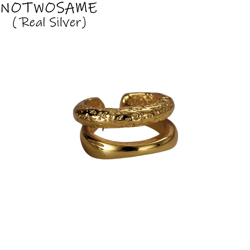 

NOTWOSAME Asymmetrical 1pcs Hollow Unpierced Ear Clips Fashion Girls Mirror Silver Earring 925 Sterling Silver Students Jewelry