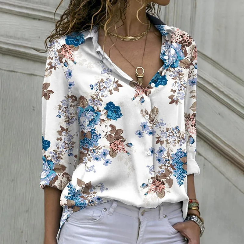 

Vintage Women Floral Print Shirts And Blouses Fashion Clothes For Women Long Sleeve Blouse Button Up Fall Aurumn Tops Women 2023