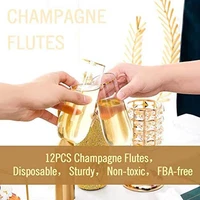 10 plastic champagne glasses 9 oz disposable gold frame used for parties weddings and birthdays transparent cocktail