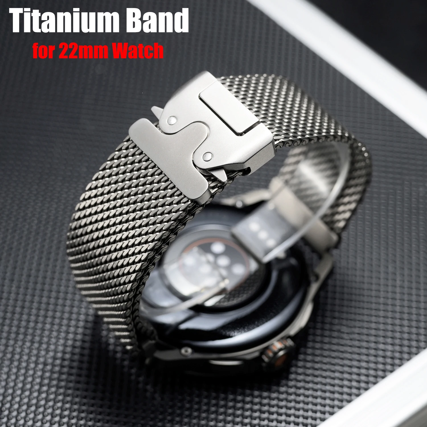 Фото Ремешок из чистого титана 22 мм для Garmin Forerunner 965 265 955 255 265, музыкальный ремешок из 100% титана Amazfit Stratos 2/2S/3, аксессуары №1