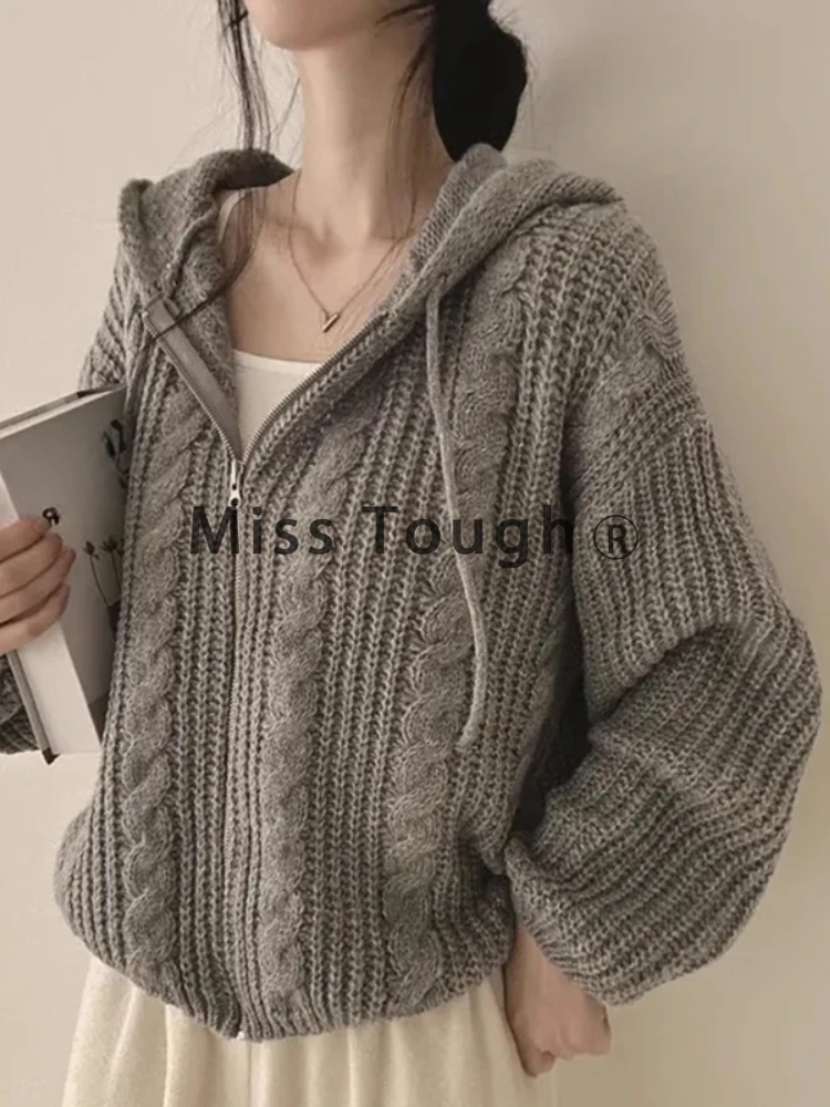 Зимний корейский модный повседневный вязаный свитер женский ретро-узор с