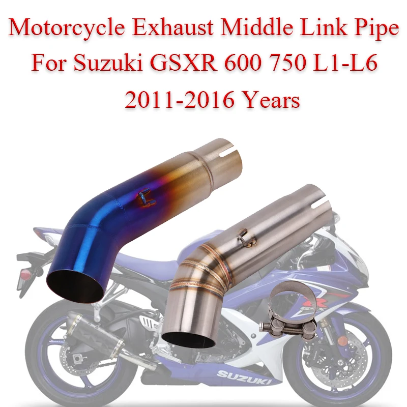 

Motorcycle Exhaust Middle Link Pipe For Suzuki GSXR 600 750 L1-L6 2011-2016 Years Moto Escape Muffler DB Killer Full System