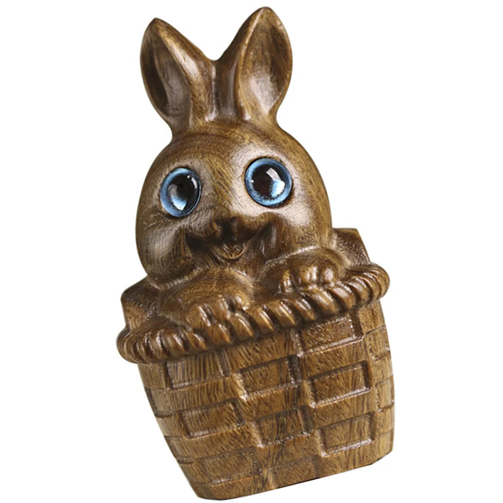 

Rabbit Bunny Statue Ornaments Figurine Animal Figurines Wood Zodiac Miniature Carving Year Decoration Woodennew Home Christmas