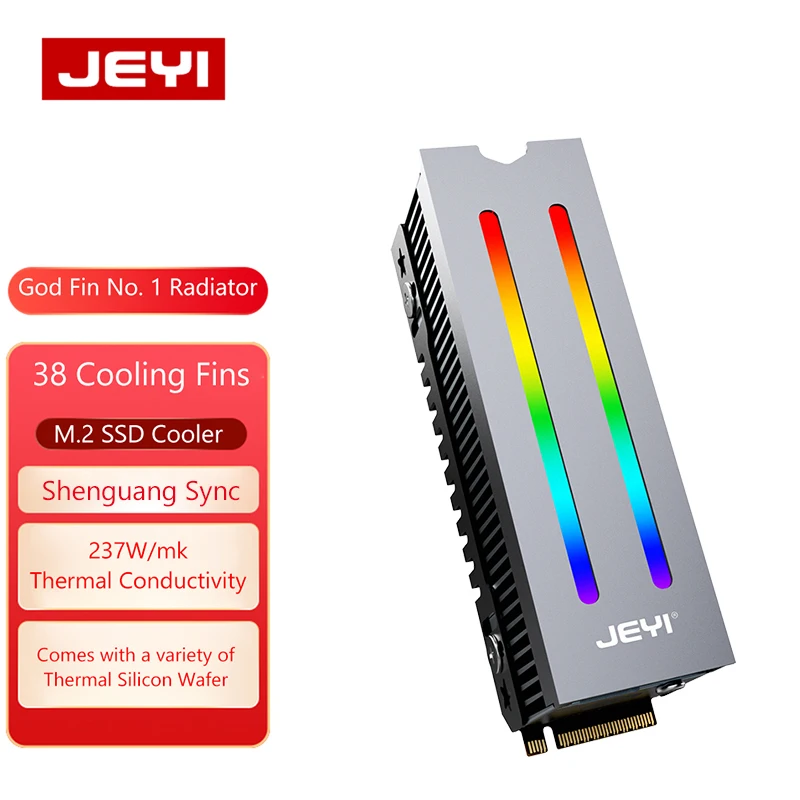

Радиатор JEYI из алюминиевого сплава M.2 NGFF 2280 радиатор SSD RGB Aura Sync SSD кулер с 237 Вт/mk термопрокладки компьютерные аксессуары