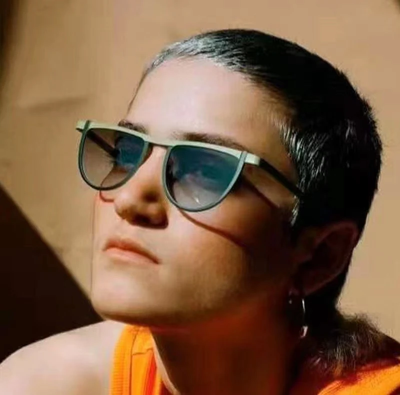 

2022 металлические солнцезащитные очки с полуободковой оправой мужские Красочные Лоскутные UV400 Мужские очки панка 3378