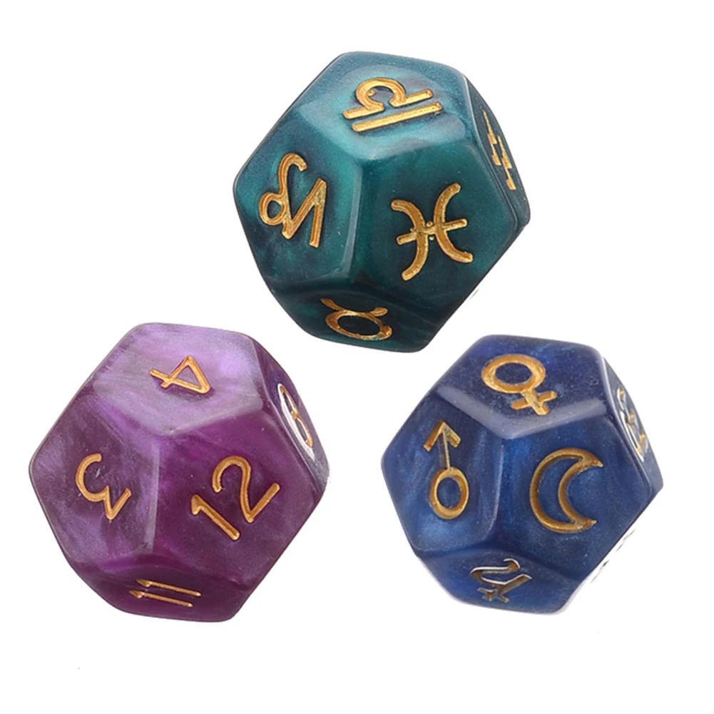 

3Pcs 12-Sided Resin Tweezers Astrology Tarot Constellation Divination Dice