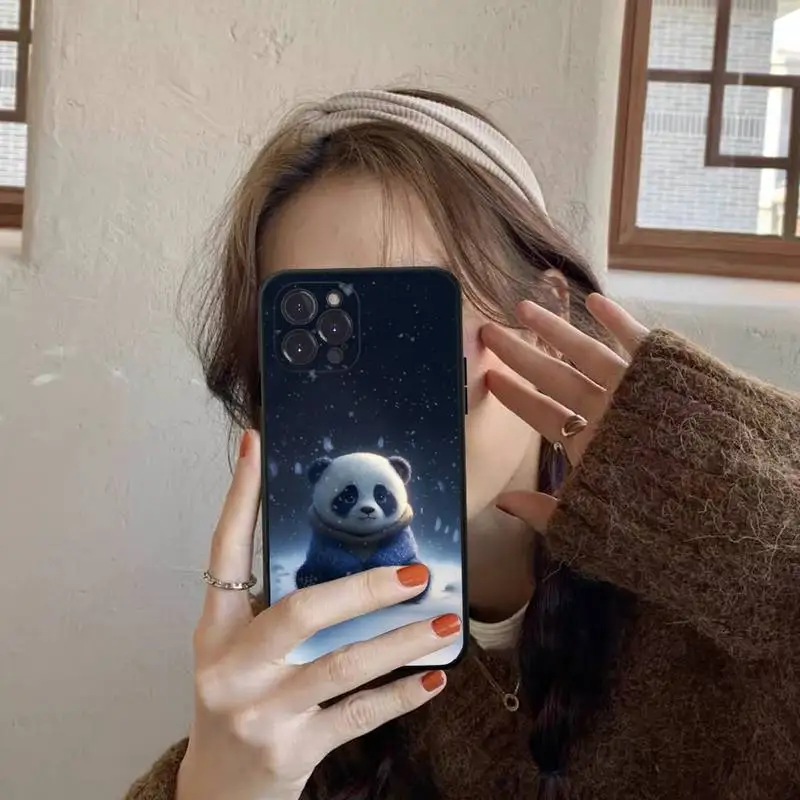 YNDFCNB Cute Panda Phone Case for iPhone 11 12 13 mini pro XS MAX 8 7 6 6S Plus X 5S SE 2020 XR case