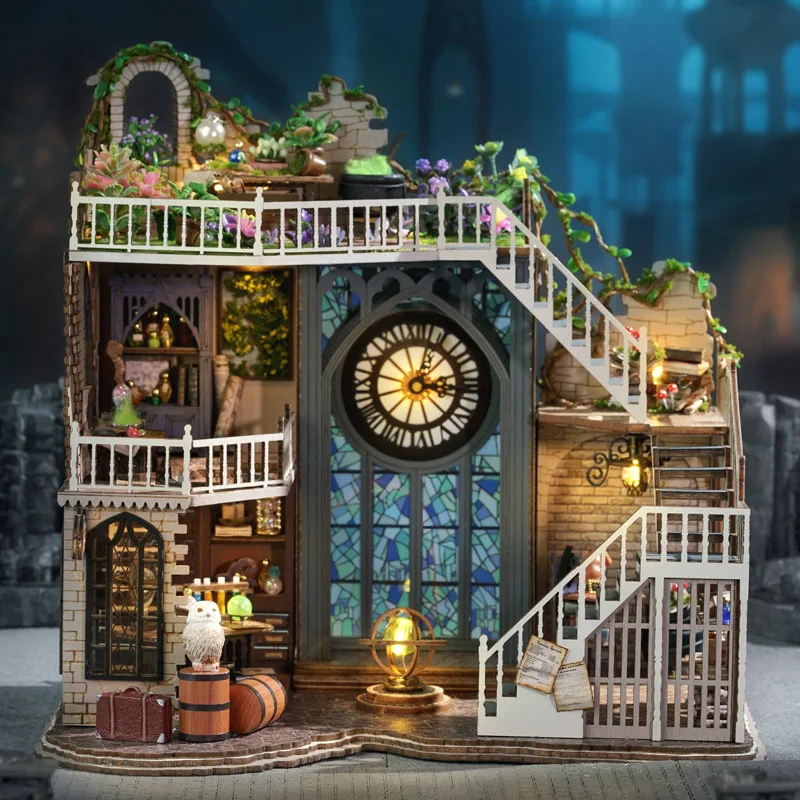 

NEW DIY Wooden Doll Houses Magic House Casa Miniature Building Kits with Furniture Led Light Dollhouse For Birthday Gifts PZ-557